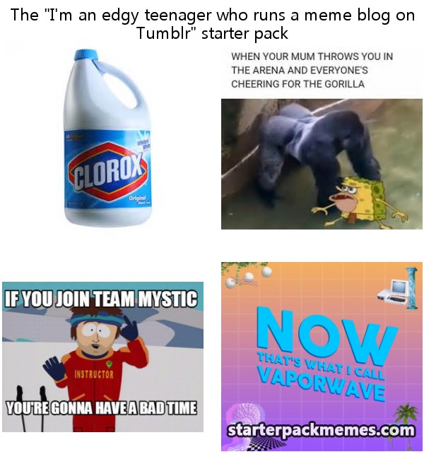 The Best of Starter Pack Memes » I'm an edgy teenager who runs a meme ...